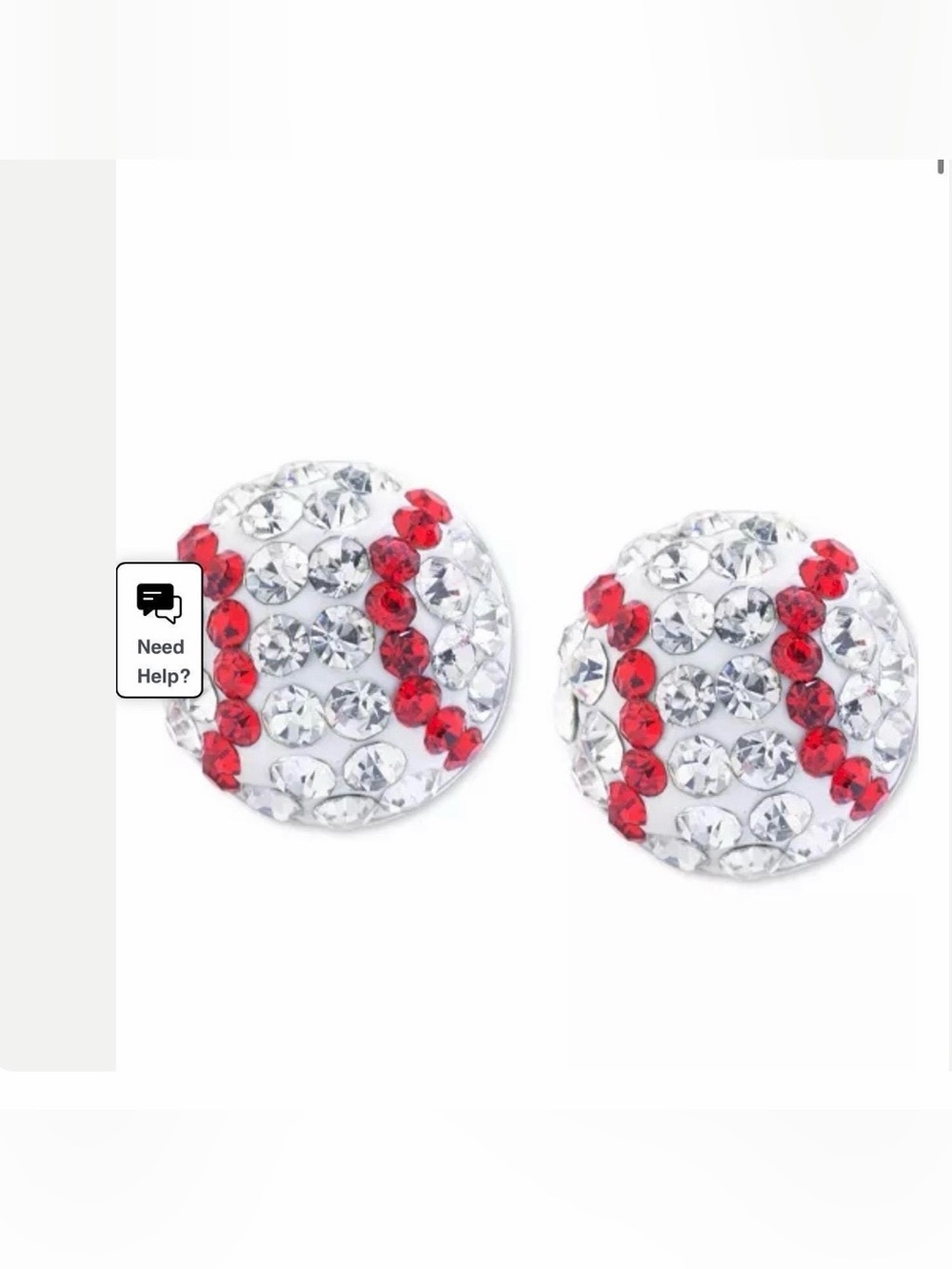 Red & Clear Rhinestone Baseball Stud Earrings by Gianni Bianni